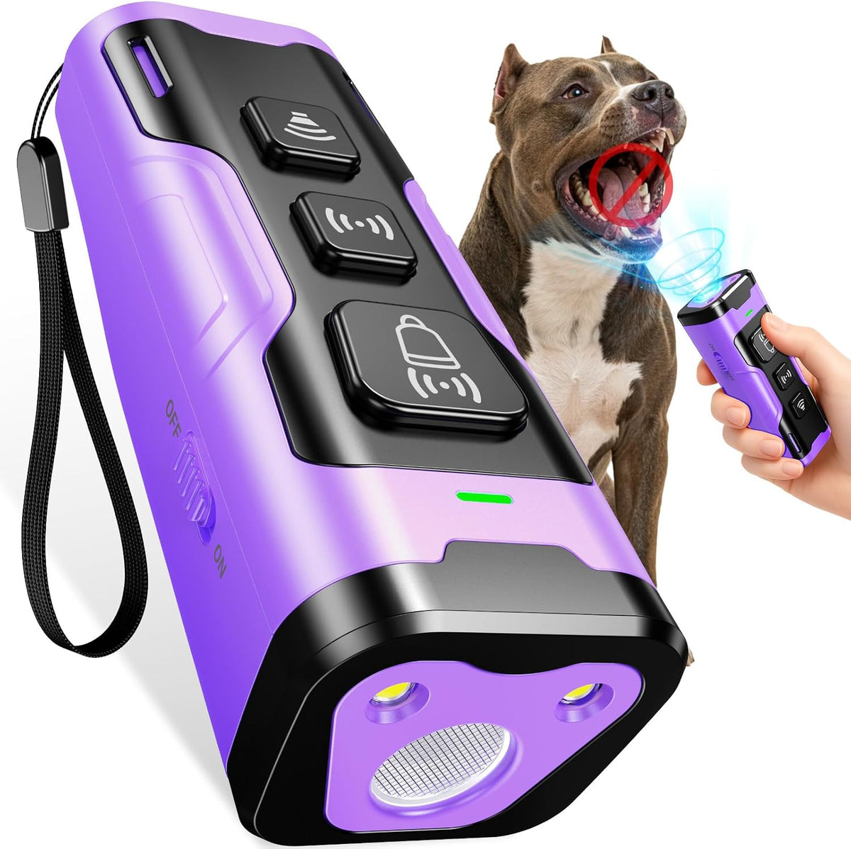 Handheld ultrasonic dog bark deterrent