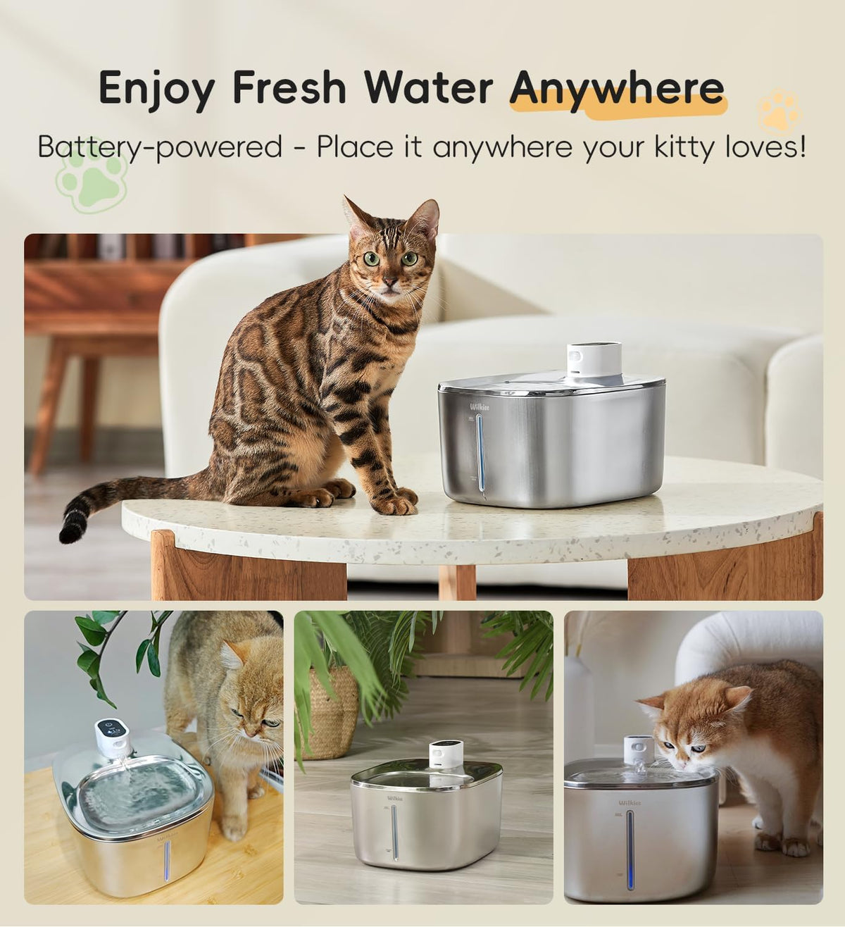 Cat fountain motion-activated stream