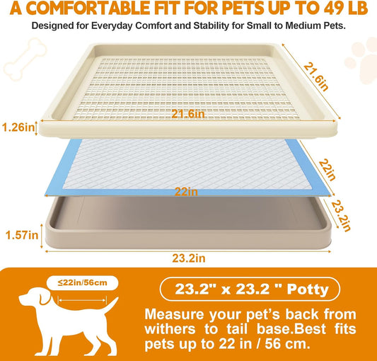 Dog Potty Tray Fits 22 X 22 in Pee Pad, Potty Training for Puppy Pad Holder