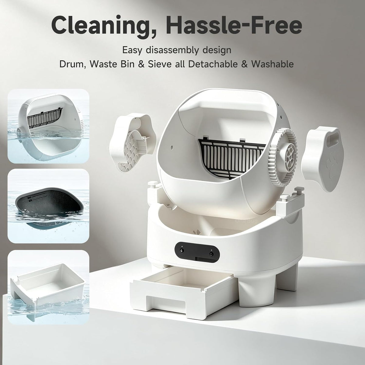 Open Top Automatic Self Cleaning Multiple Cat Litter Box, White