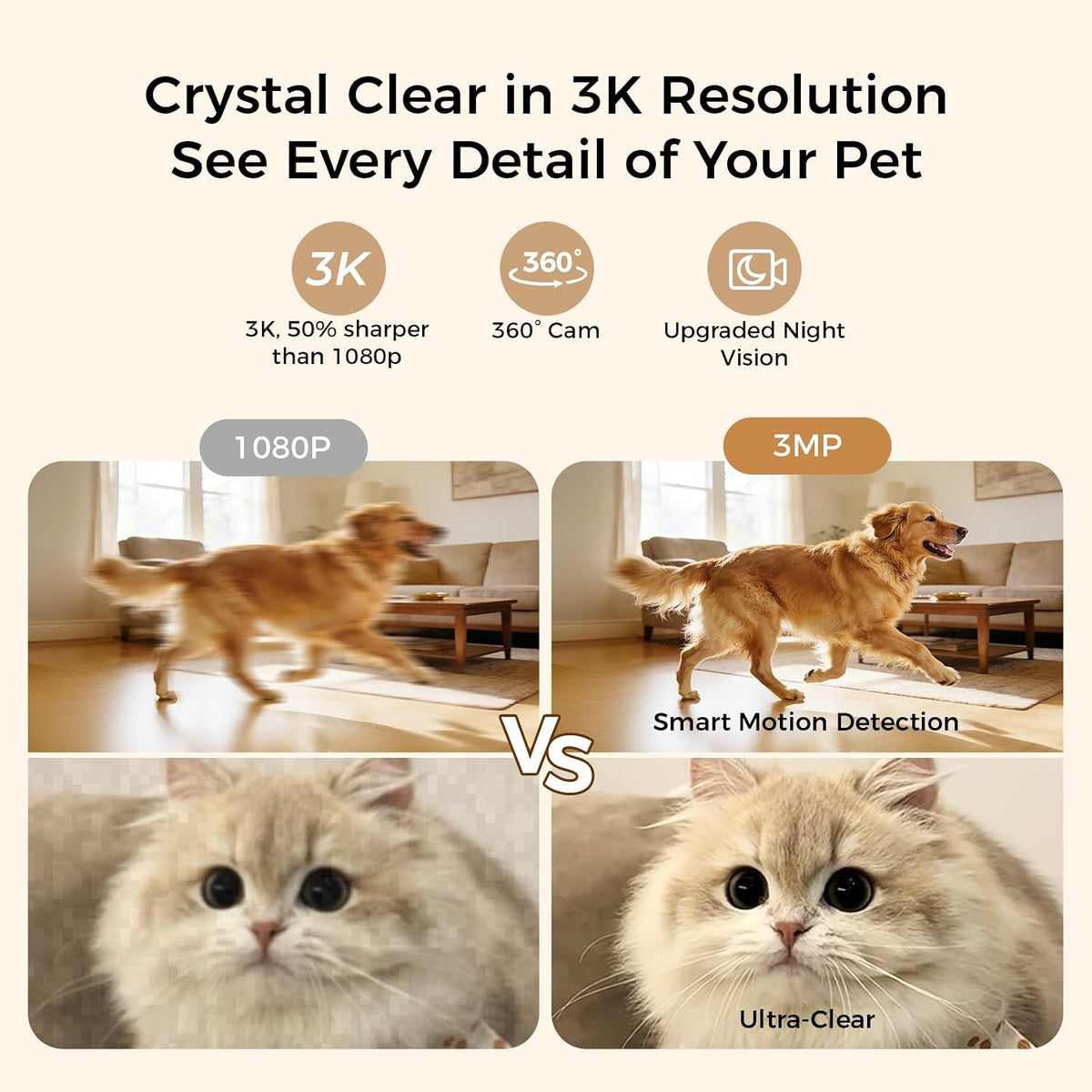 2026 3K Pet Camera Treat Dispenser, 32Ft Remote Tossing for Dogs & Cats – Reduces Separation Anxiety, 360° View, Security Indoor Cam W/ Phone App, Barking Alerts, No Subscription, 5G Wifi, Robot M3