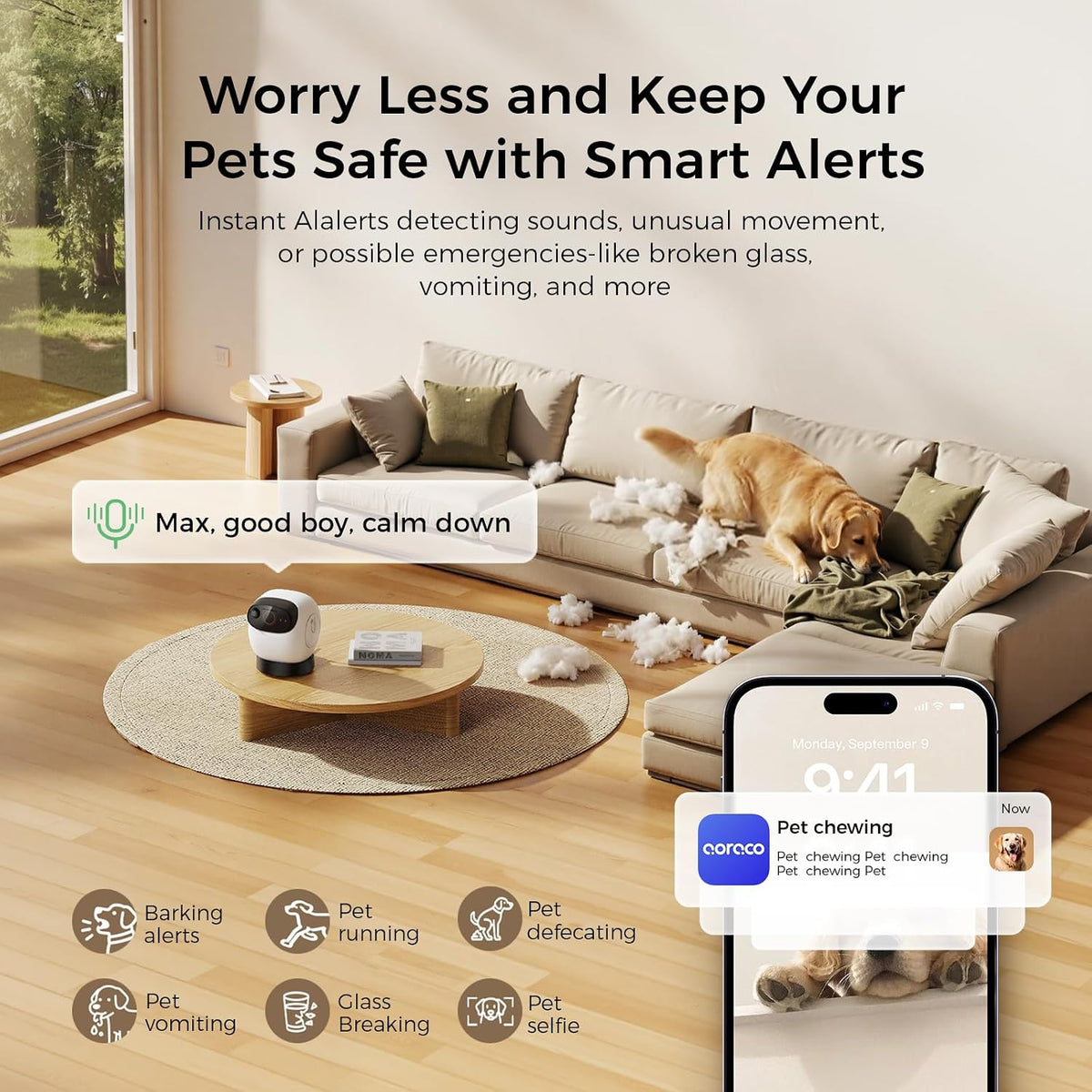 2026 3K Pet Camera Treat Dispenser, 32Ft Remote Tossing for Dogs & Cats – Reduces Separation Anxiety, 360° View, Security Indoor Cam W/ Phone App, Barking Alerts, No Subscription, 5G Wifi, Robot M3